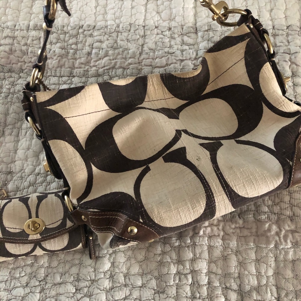 Used coach bag with small wallet